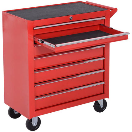 Roller Tool Cabinet 7 Drawers Storage Chest Box Swivel Garage Workshop Red