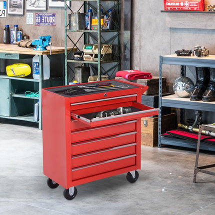 Roller Tool Cabinet 7 Drawers Storage Chest Box Swivel Garage Workshop Red