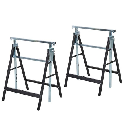 Set of 2 Adjustable Folding Steel Saw Horses, 80–130cm Height