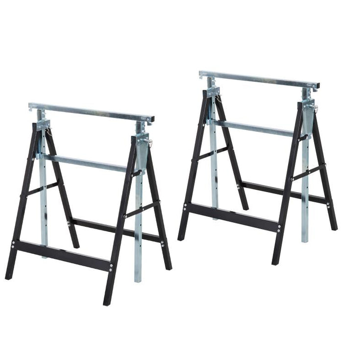 Set of 2 Adjustable Folding Steel Saw Horses, 80–130cm Height