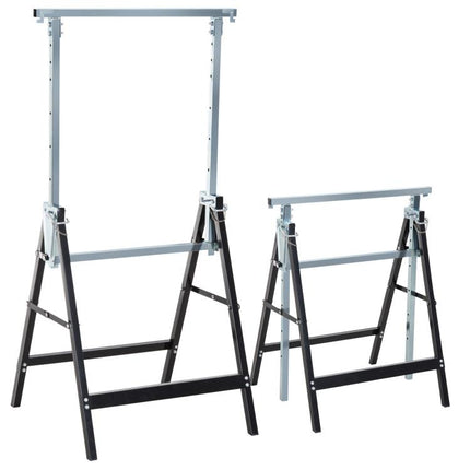 Set of 2 Adjustable Folding Steel Saw Horses, 80–130cm Height