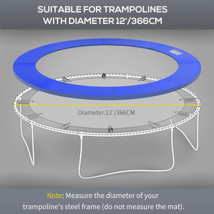 12ft Trampoline Pad, Φ366cm Trampoline Accessories Surround Pad Thick Foam Pads Padding Replacement Spare, Blue