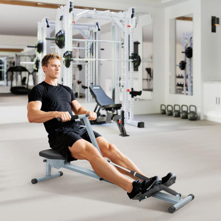 Compact Rowing Machine with 12 Levels of Resistance and LCD Monitor, Cardio Rower for Home Gym Full Workout Training