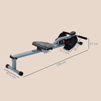 Compact Rowing Machine with 12 Levels of Resistance and LCD Monitor, Cardio Rower for Home Gym Full Workout Training