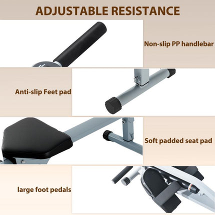 Compact Rowing Machine with 12 Levels of Resistance and LCD Monitor, Cardio Rower for Home Gym Full Workout Training
