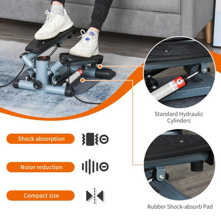 Mini Stepper Step Machine with Resistance Bands and Cushion Mat for Leg Arm Full Body Training Fitness Stair Stepper