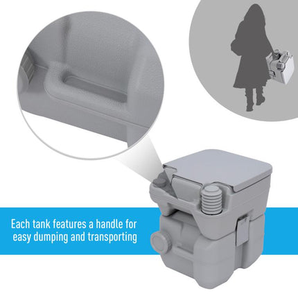Portable Camping Toilet 20L Flushable Porta Potty 10L Water Tank Caravan Travel RV