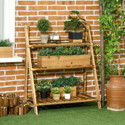 Let Every Plant Shine – Folding 3-Tier Wooden Flower Pot Stand
