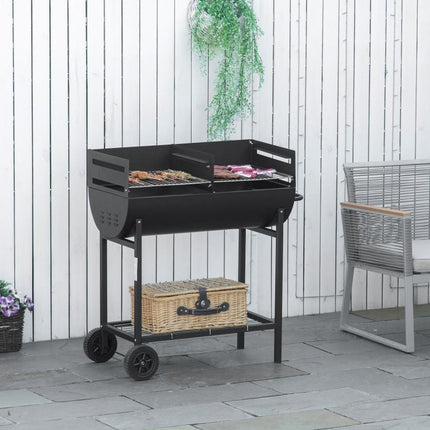 Grill More at Once – Wheeled 2-Grill Charcoal BBQ