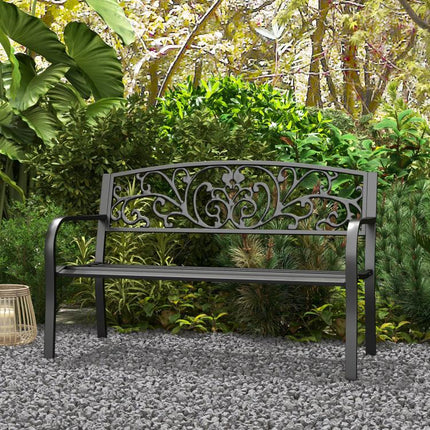 2-Seater Garden Bench, Steel-Black