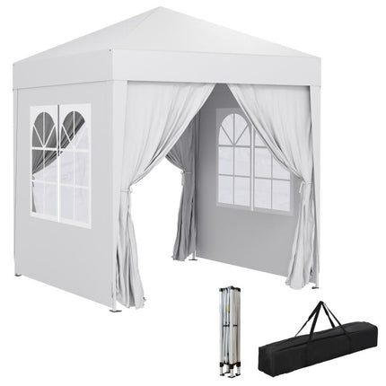 2x2m Pop Up Gazebo with Sides and Windows for Garden Camping Event, White