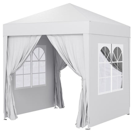 2x2m Pop Up Gazebo with Sides and Windows for Garden Camping Event, White
