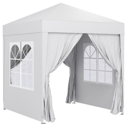 2x2m Pop Up Gazebo with Sides and Windows for Garden Camping Event, White
