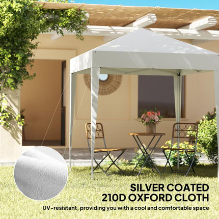 2x2m Pop Up Gazebo with Sides and Windows for Garden Camping Event, White