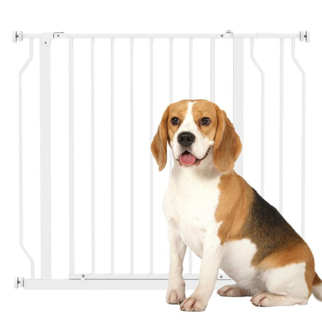 Wide Dog Safety Gate, with Door Pressure, for Doorways, Hallways, Staircases - White