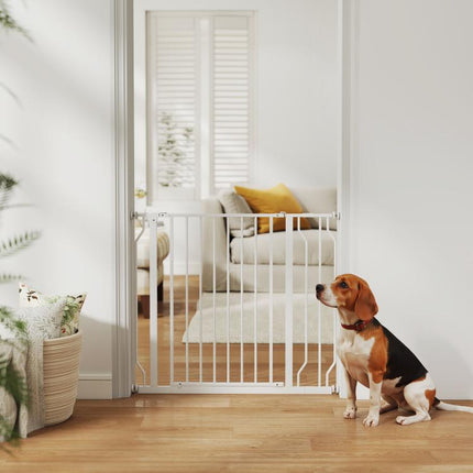 Wide Dog Safety Gate, with Door Pressure, for Doorways, Hallways, Staircases - White