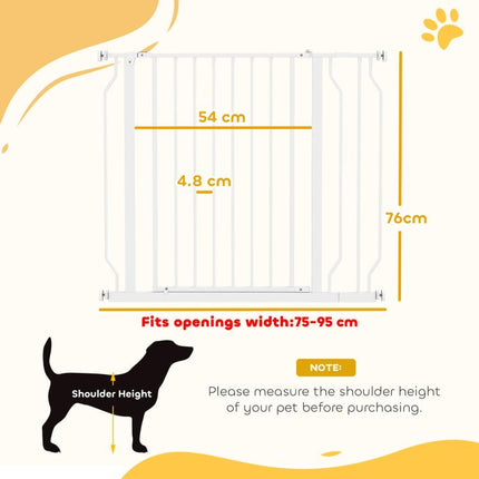 Wide Dog Safety Gate, with Door Pressure, for Doorways, Hallways, Staircases - White