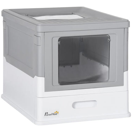 Keep Cat Care Neater – Hooded Grey Litter Box with Scoop