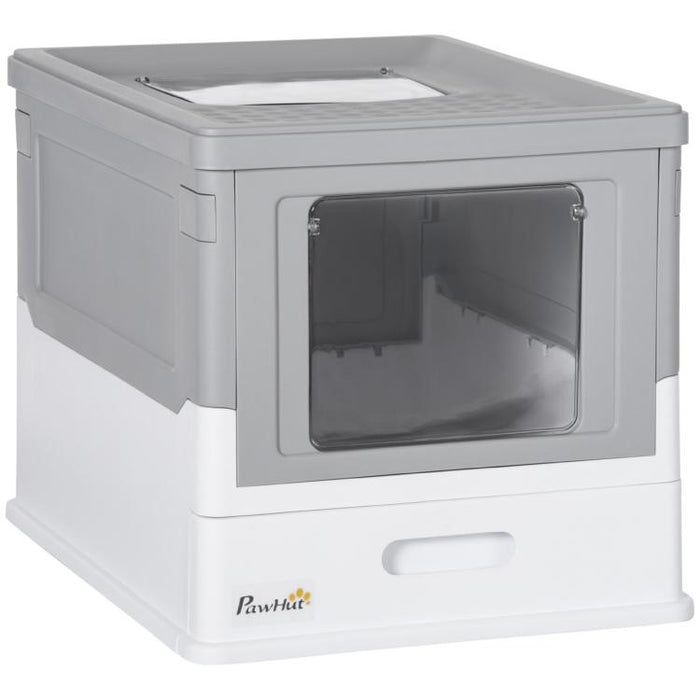 Keep Cat Care Neater – Hooded Grey Litter Box with Scoop