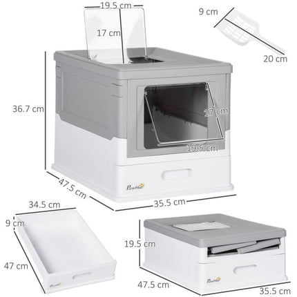 Keep Cat Care Neater – Hooded Grey Litter Box with Scoop