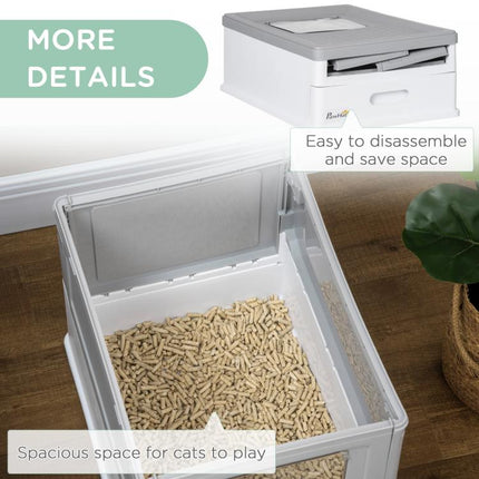 Keep Cat Care Neater – Hooded Grey Litter Box with Scoop