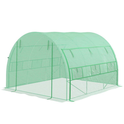 3x3m Walk-In Greenhouse Polytunnel Grow House Tent with Zipped Door & 6 Windows