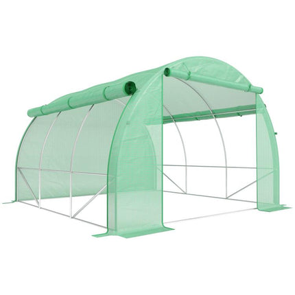 3x3m Walk-In Greenhouse Polytunnel Grow House Tent with Zipped Door & 6 Windows