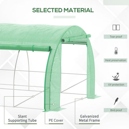 3x3m Walk-In Greenhouse Polytunnel Grow House Tent with Zipped Door & 6 Windows