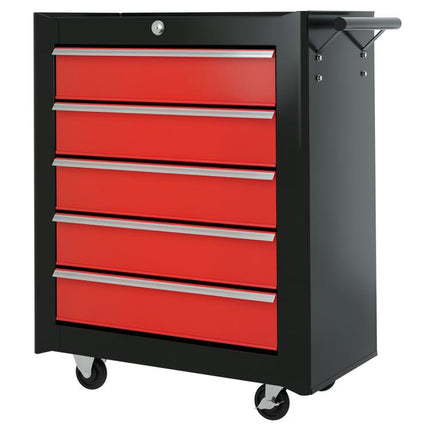 5-Drawer Tool Chest on Wheels with Lock and 2 Keys for Garage Workshop Red