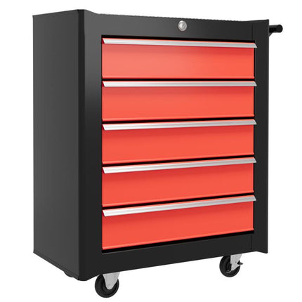 5-Drawer Tool Chest on Wheels with Lock and 2 Keys for Garage Workshop Red