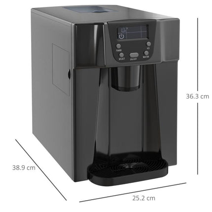 3L Ice Maker Machine and Water Dispenser, 12kg in 24H, 2 Sizes 9 Ice Cubes Ready in 6-10 Mins Ice Machine, Black