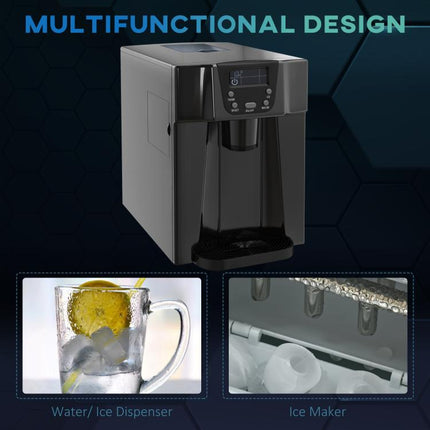 3L Ice Maker Machine and Water Dispenser, 12kg in 24H, 2 Sizes 9 Ice Cubes Ready in 6-10 Mins Ice Machine, Black