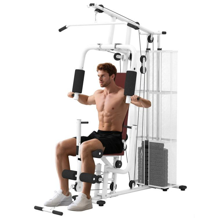 Multifunction Home Gym Weight Training Workout Station Fitness Strength Machine, White