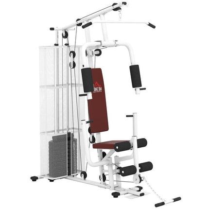 Multifunction Home Gym Weight Training Workout Station Fitness Strength Machine, White