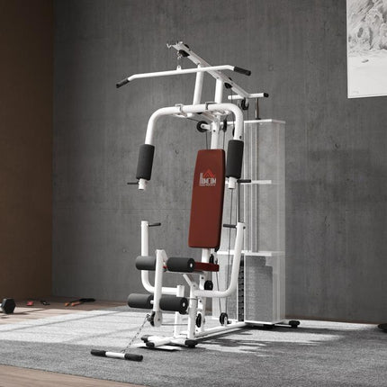 Multifunction Home Gym Weight Training Workout Station Fitness Strength Machine, White