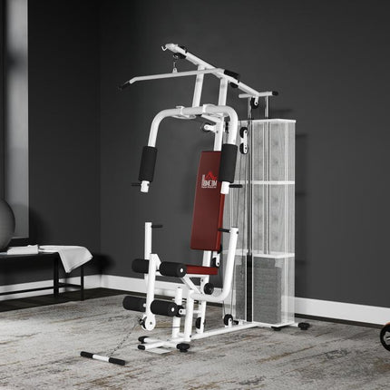 Multifunction Home Gym Weight Training Workout Station Fitness Strength Machine, White