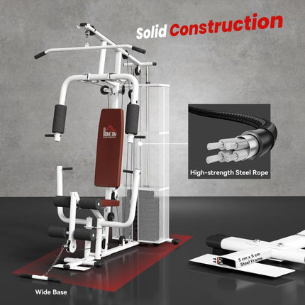 Multifunction Home Gym Weight Training Workout Station Fitness Strength Machine, White
