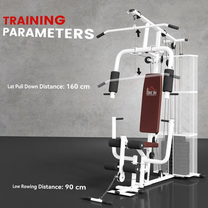 Multifunction Home Gym Weight Training Workout Station Fitness Strength Machine, White