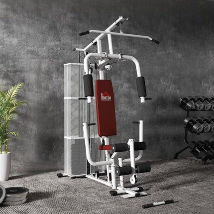 Multifunction Home Gym Weight Training Workout Station Fitness Strength Machine, White
