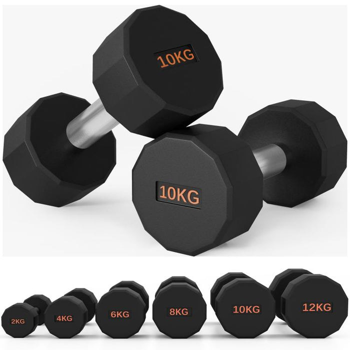 Dumbbells Weights Set with 12-Sided Shape and Non-Slip Grip for Men Women Home Gym Workout, 2 x 10kg