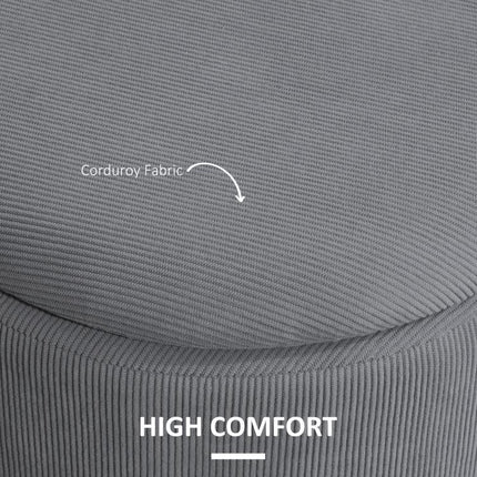 Double the Storage, Double the Style – Set of 2 Grey Corduroy Ottomans