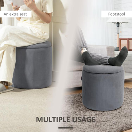 Double the Storage, Double the Style – Set of 2 Grey Corduroy Ottomans
