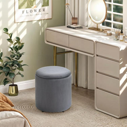 Double the Storage, Double the Style – Set of 2 Grey Corduroy Ottomans