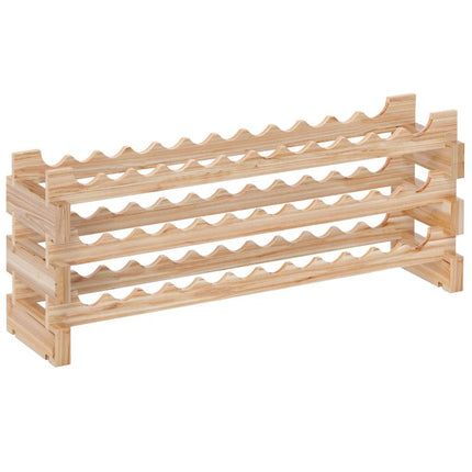 Store Up to 36 Bottles in Style – 3-Tier Natural Wood Wine Rack