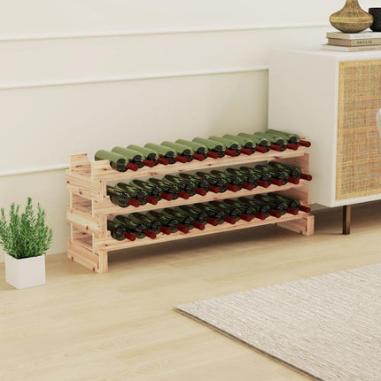 Store Up to 36 Bottles in Style – 3-Tier Natural Wood Wine Rack