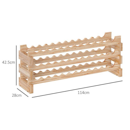 Store Up to 36 Bottles in Style – 3-Tier Natural Wood Wine Rack