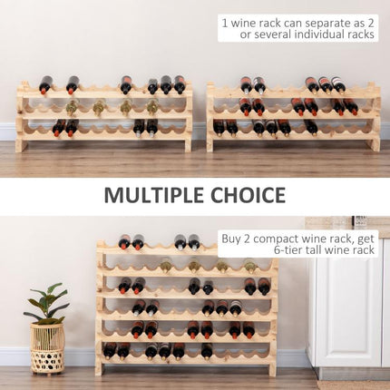 Store Up to 36 Bottles in Style – 3-Tier Natural Wood Wine Rack