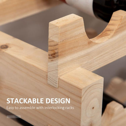 Store Up to 36 Bottles in Style – 3-Tier Natural Wood Wine Rack