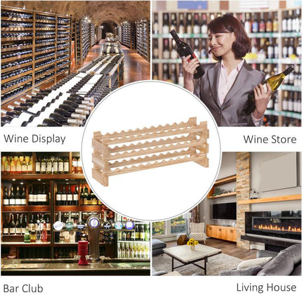 Store Up to 36 Bottles in Style – 3-Tier Natural Wood Wine Rack