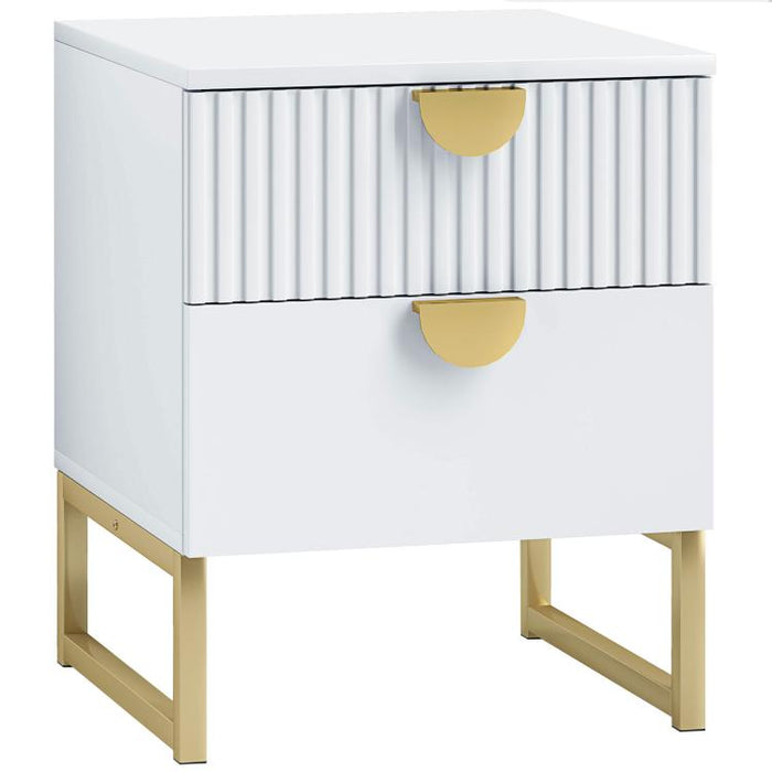Elegant Two-Drawer Bedside Table - White